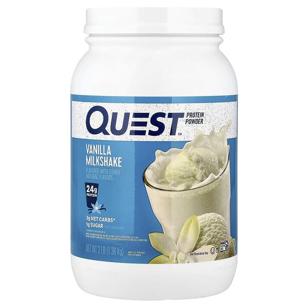 Quest Nutrition, Protein Powder, Vanilla Milkshake, 3 lb (1.36 kg)