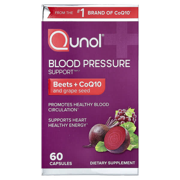 Qunol, Blood Pressure Support, Beets + CoQ10 and Grape Seed, 60 Capsules