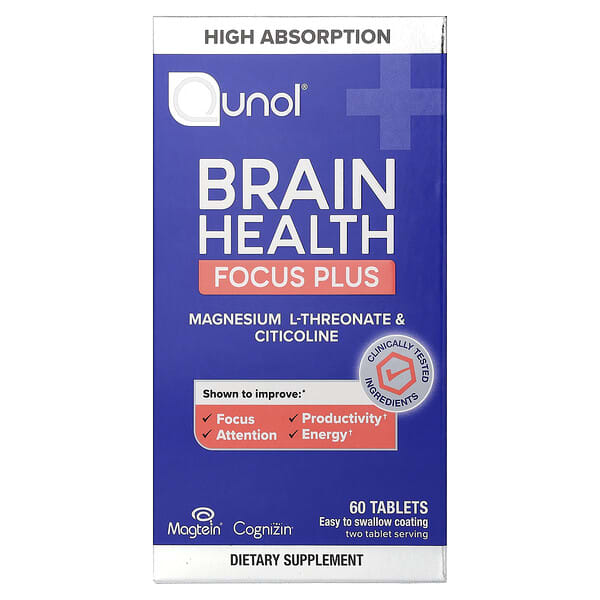 Qunol, Brain Health, Focus Plus, 60 Tablets