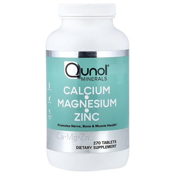 Qunol, Calcium, Magnesium, Zinc, 270 Tablets 4 Qunol, Calcium, Magnesium, Zinc, 270 Tablets