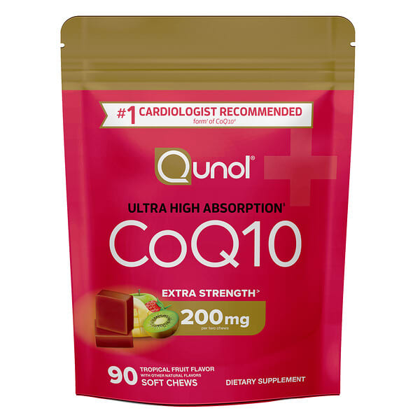 Qunol, CoQ10, Tropical Fruit, 90 Soft Chews (100 mg per Soft Chew)