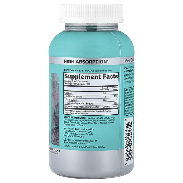 Alternative view of Qunol, Magnesium Citrate Gummies, Mixed Berry, 120 Gummies (100 mg per Gummy)