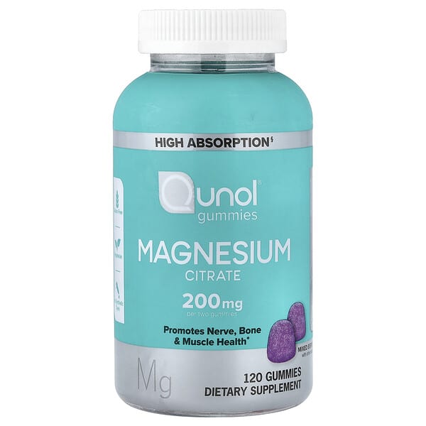Qunol, Magnesium Citrate Gummies, Mixed Berry, 120 Gummies (100 mg per Gummy)