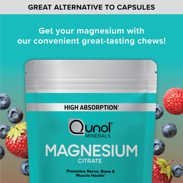 Alternative view of Qunol, Magnesium Citrate, Mixed Berry, 90 Soft Chews (175 mg per Soft Chew)