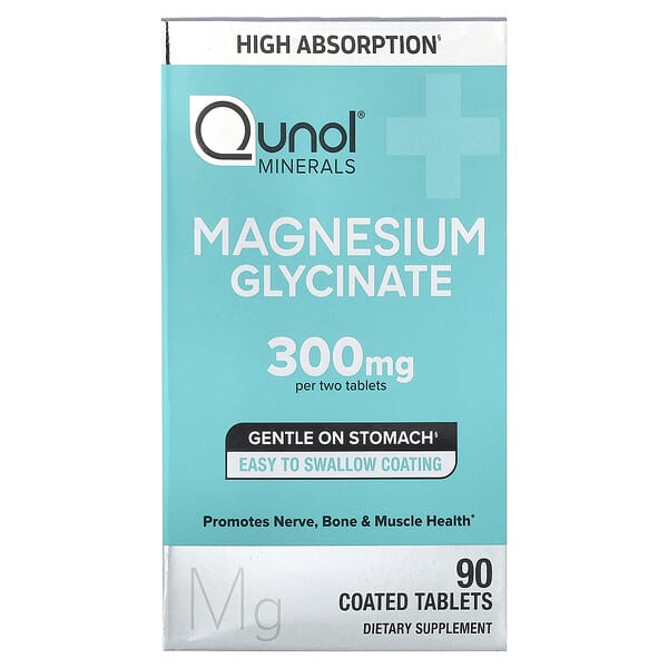 Qunol, Magnesium Glycinate, 90 Coated Tablets (150 mg per Tablet)