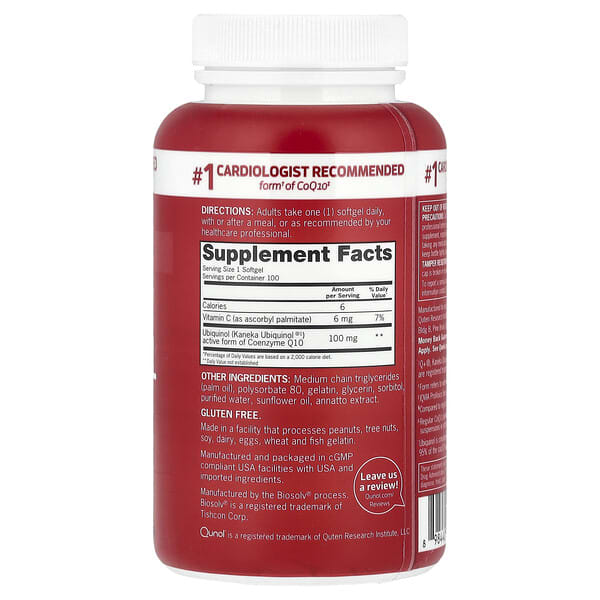Alternative view of Qunol, Mega CoQ10 Ubiquinol, 100 mg, 100 Softgels