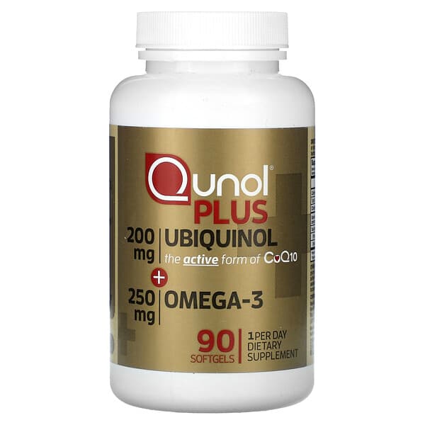 Qunol, Plus Ubiquinol + Omega-3, 200 mg + 250 mg, 90 Softgels