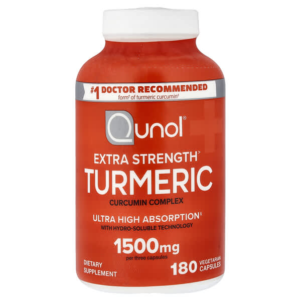 Qunol, Turmeric, 180 Vegetarian Capsules (500 mg per Capsule)