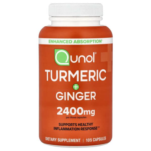 Qunol, Turmeric + Ginger, 105 Capsules