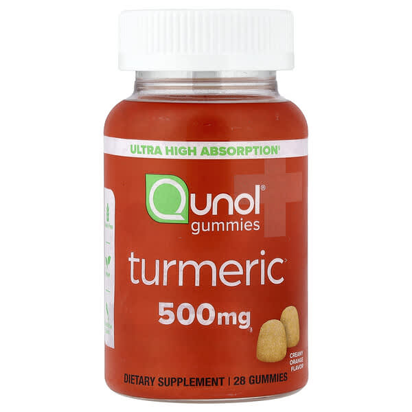 Qunol, Turmeric Gummies, Creamy Orange, 28 Gummies (250 mg per Gummy)