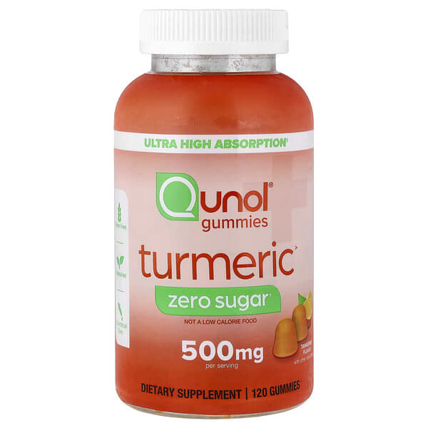 Qunol, Turmeric Gummies, Tangerine, Zero Sugar, 120 Gummies (250 mg per Gummy)