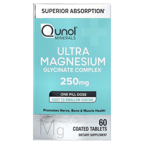 Qunol, Ultra Magnesium Glycinate Complex, 250 mg, 60 Coated Tablets