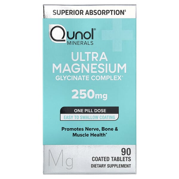 Qunol, Ultra Magnesium Glycinate Complex, 250 mg, 90 Coated Tablets
