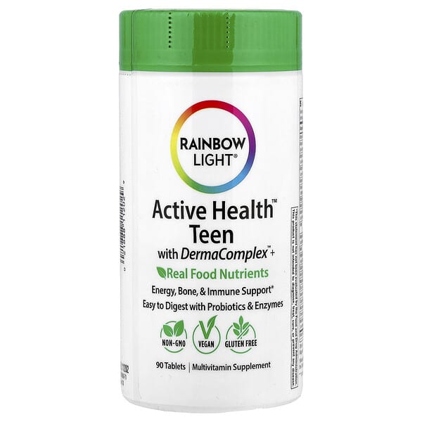 Rainbow Light, Active Health™ Teen With DermaComplex™+, 90 Tablets