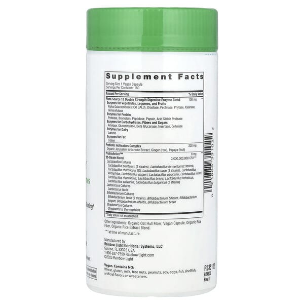 Alternative view of Rainbow Light, All-Zyme™, 180 Vegan Capsules