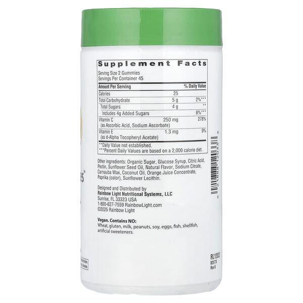Alternative view of Rainbow Light, Gummy Vitamin C Slices™ Plus Vitamin E, Tangy Orange, 90 Gummies
