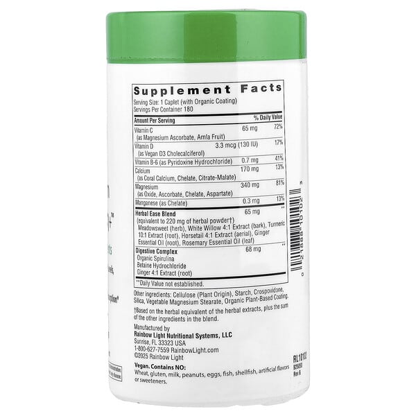 Alternative view of Rainbow Light, Magnesium Calcium+™, 180 Caplets