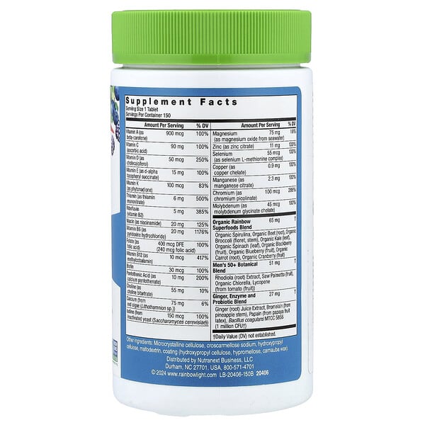 Alternative view of Rainbow Light, Men's One™ 50+ Daily Multivitamin, High Potency, 150 Vegetarian Tablets