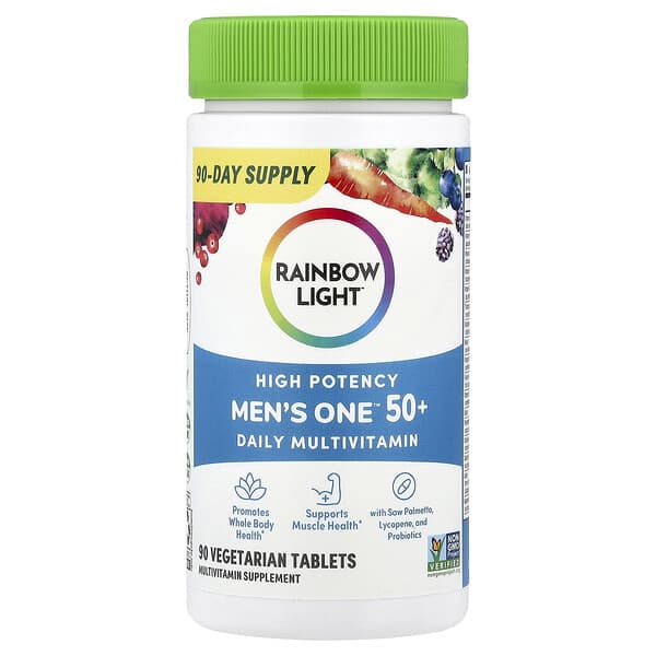 Rainbow Light, Men's One™ 50+ Daily Multivitamin, High Potency, 90 Vegetarian Tablets