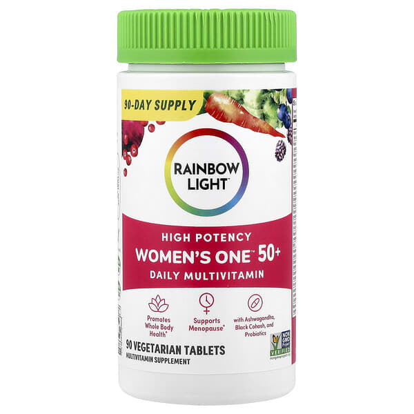 Rainbow Light, Women's One™ 50+ Daily Multivitamin, High Potency, 90 Vegetarian Tablets