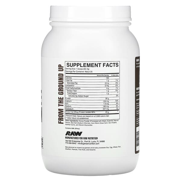 Alternative view of Raw Nutrition, Grass Fed Whey Isolate Protein, Dark Chocolate, 1.97 lb (892.5 g)
