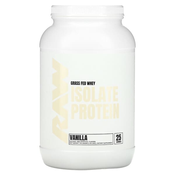 Raw Nutrition, Grass Fed Whey Isolate Protein, Vanilla, 1.63 lb (740 g)