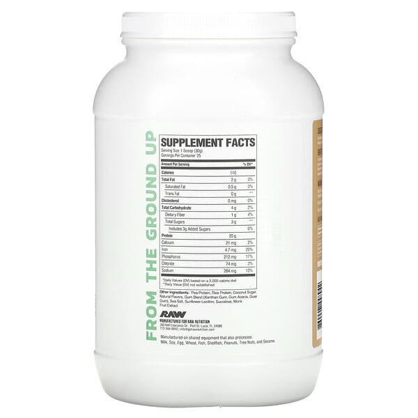 Alternative view of Raw Nutrition, Vegan Protein, Vanilla, 1.65 lbs (750 g)