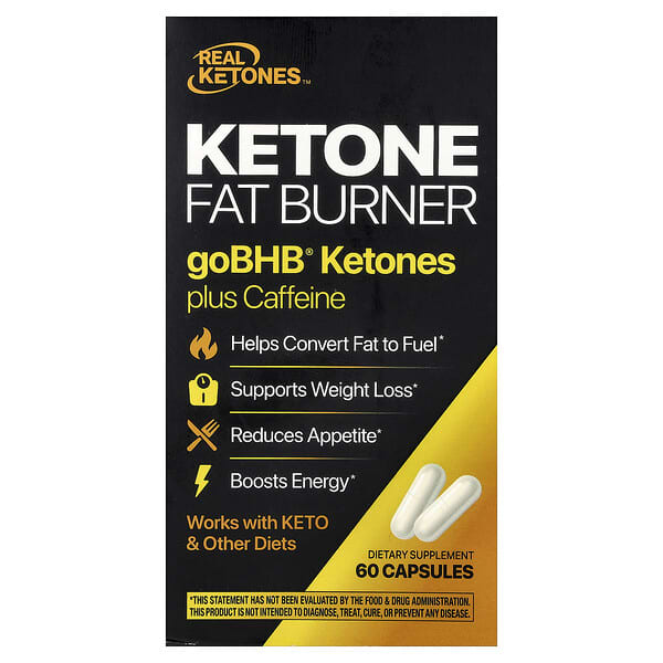 Real Ketones, Ketone Fat Burner, goBHB® Ketones Plus Caffeine, 60 Capsules