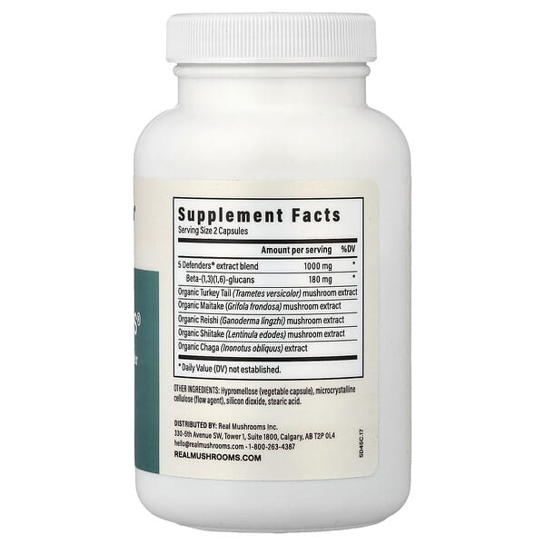 Alternative view of Real Mushrooms, 5 Defenders®, Mushroom Extract Powder, 90 Capsules