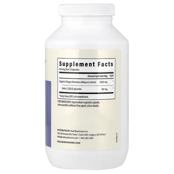 Alternative view of Real Mushrooms, Chaga, Extract Powder, 300 Capsules