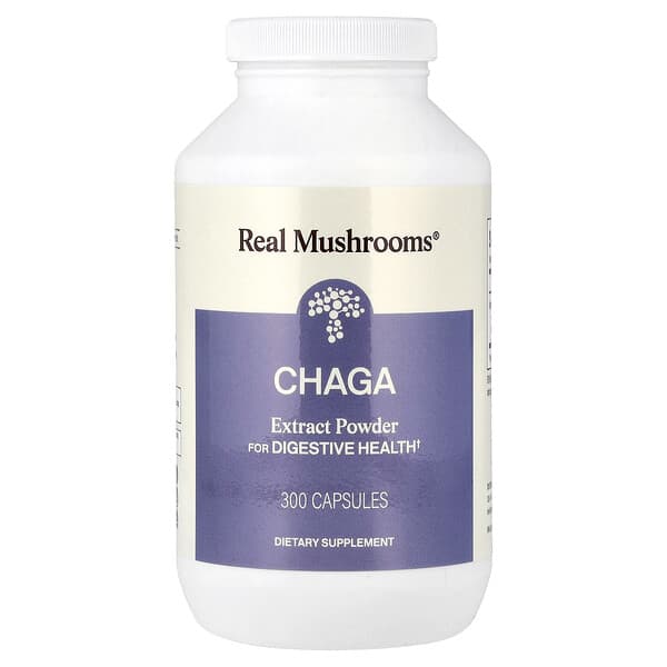 Real Mushrooms, Chaga, Extract Powder, 300 Capsules