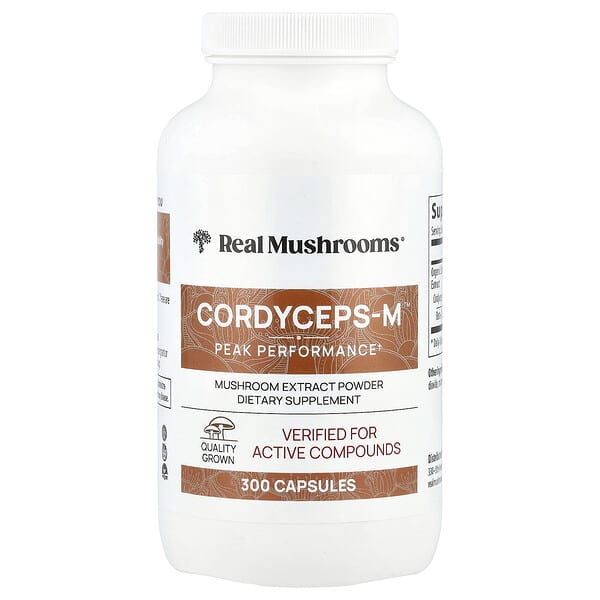 Real Mushrooms, Cordyceps-M®, Mushroom Extract Powder, 300 Capsules