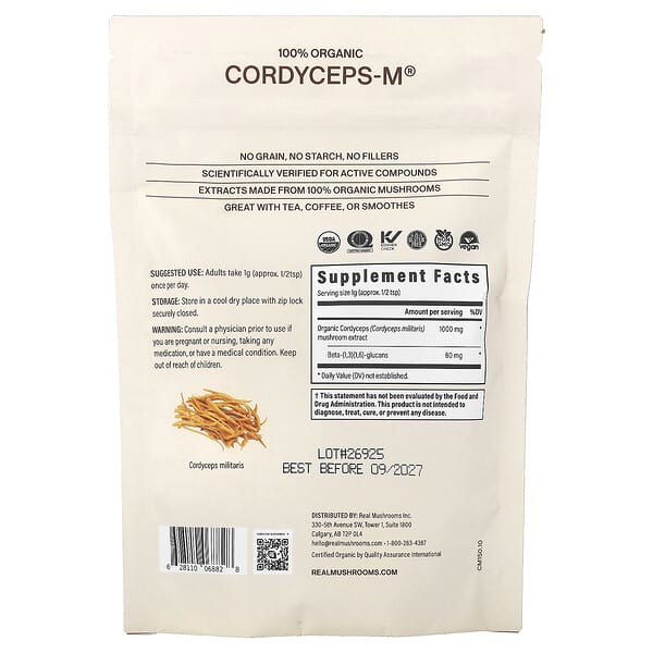 Alternative view of Real Mushrooms, Cordyceps-M™, Organic Mushroom Extract Powder, 5.29 oz (150 g)