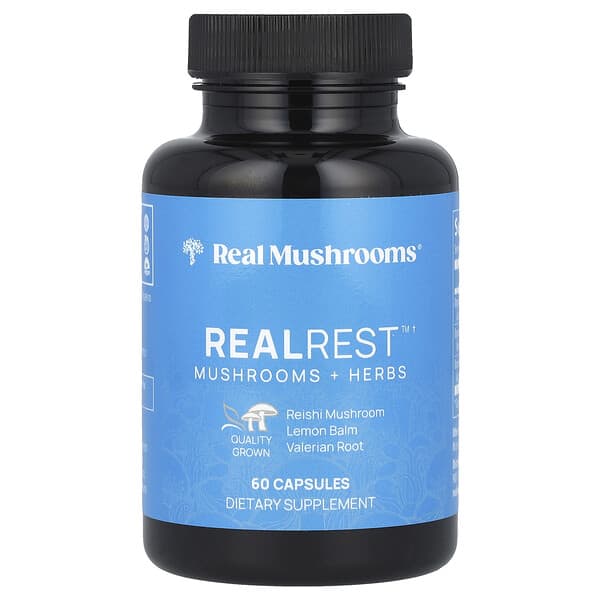 Real Mushrooms, RealRest™, Mushrooms + Herbs, 60 Capsules