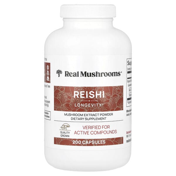 Real Mushrooms, Reishi, Mushroom Extract Powder, 200 Capsules