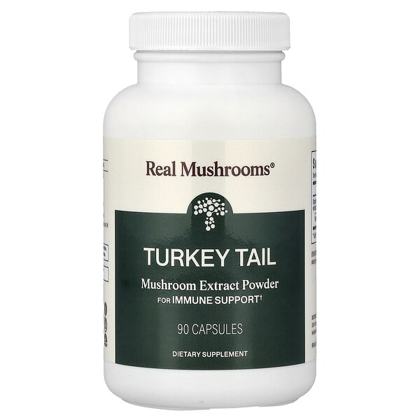Real Mushrooms, Turkey Tail, Mushroom Extract Powder, 90 Capsules