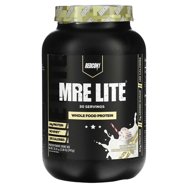 Redcon1, MRE Lite, Whole Food Protein, Vanilla Milkshake, 2.08 lbs (945 g) 3 Redcon1, MRE Lite, Whole Food Protein, Vanilla Milkshake, 2.08 lbs (945 g)