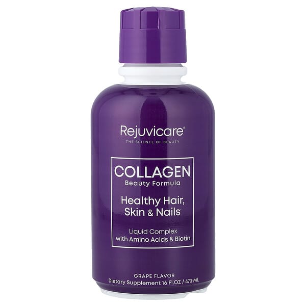 Rejuvicare, Collagen Beauty Formula, Liquid Complex With Amino Acids & Biotin, Grape, 16 fl oz (473 ml)