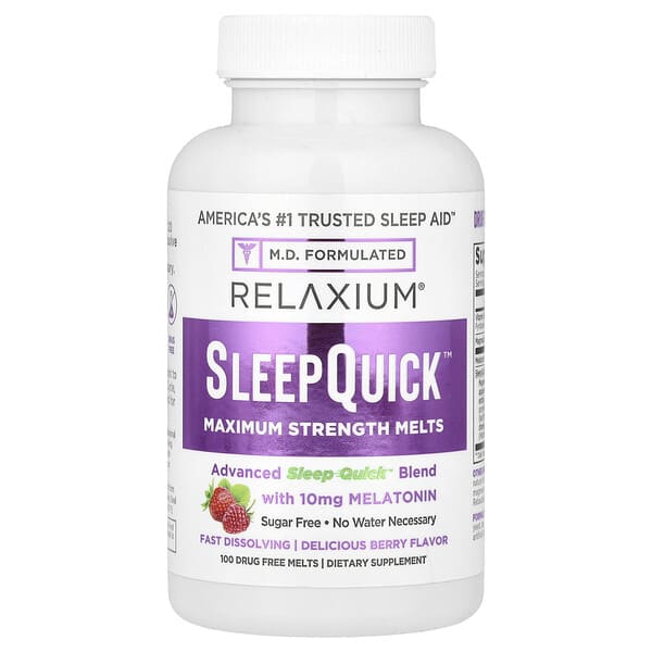 Relaxium, SleepQuick™, Sugar Free, Berry, 100 Drug Free Melts 3 Relaxium, SleepQuick™, Sugar Free, Berry, 100 Drug Free Melts