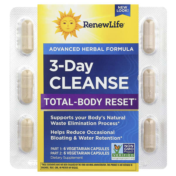 Renew Life, 3-Day Cleanse, Total Body Reset, 12 Vegetarian Capsules