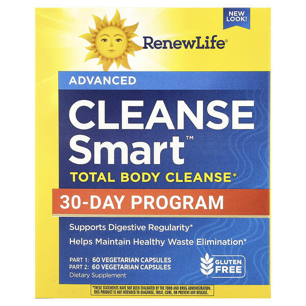 Renew Life, Cleanse Smart™ Total Body Cleanse, 2 Bottles, 60 Vegetarian Capsules Each
