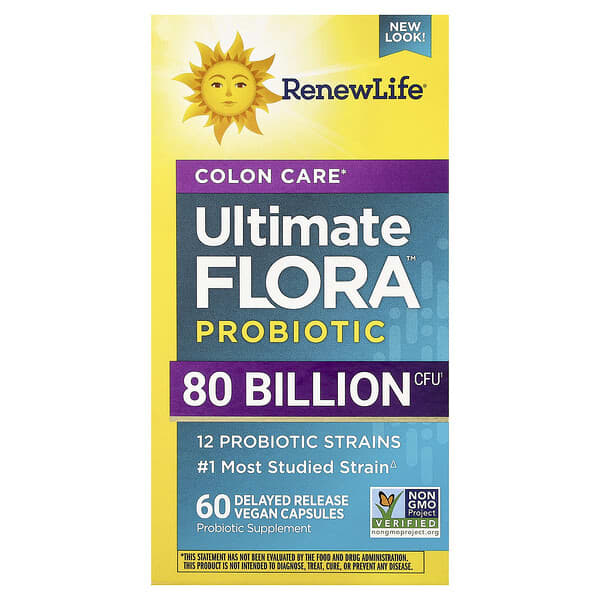Renew Life, Colon Care Ultimate Flora™ Probiotic, 60 Delayed Release Vegan Capsules