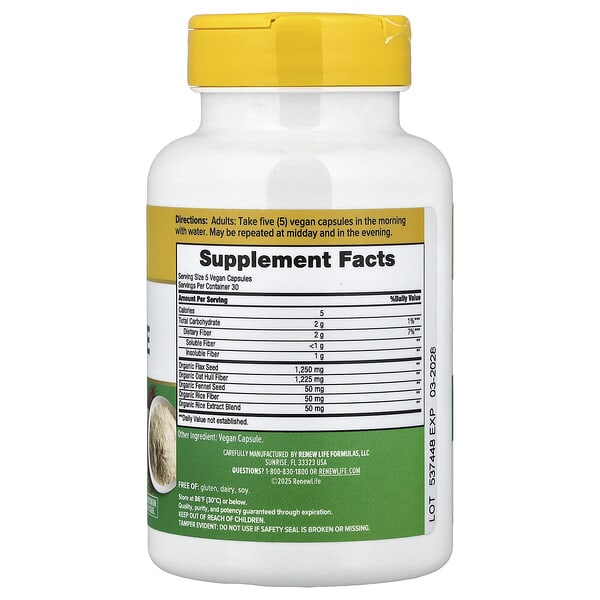 Alternative view of Renew Life, Daily Digestive Prebiotic Fiber, 150 Vegan Capsules