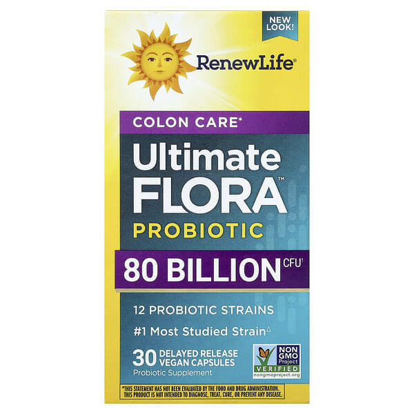 Renew Life, Ultimate Flora™ Colon Care Probiotic, 30 Delayed Release Vegan Capsules