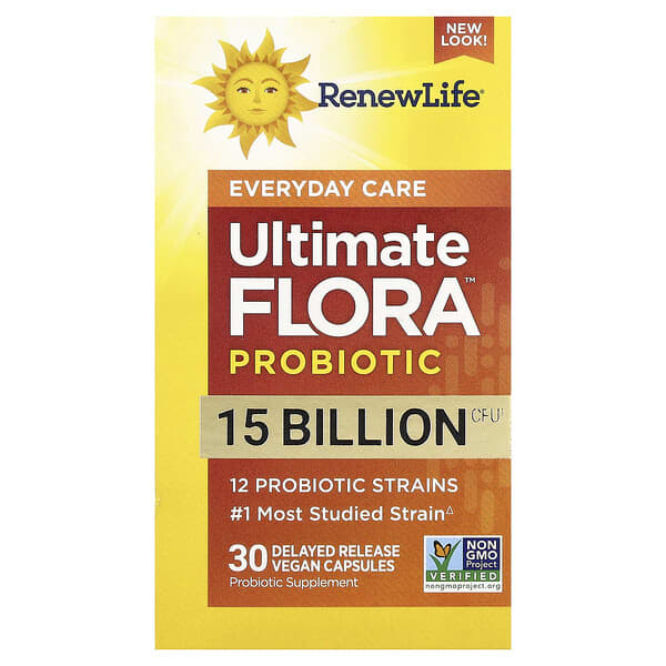 Renew Life, Ultimate Flora™ Probiotic, 15 Billion CFU, 30 Delayed Release Vegan Capsules