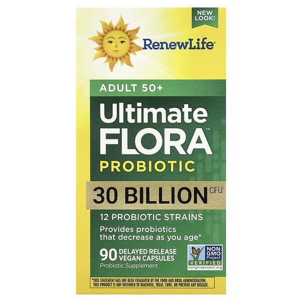 Renew Life, Ultimate Flora™ Probiotic, Adult 50+ , 30 Billion CFU, 90 Delayed Release Vegan Capsules