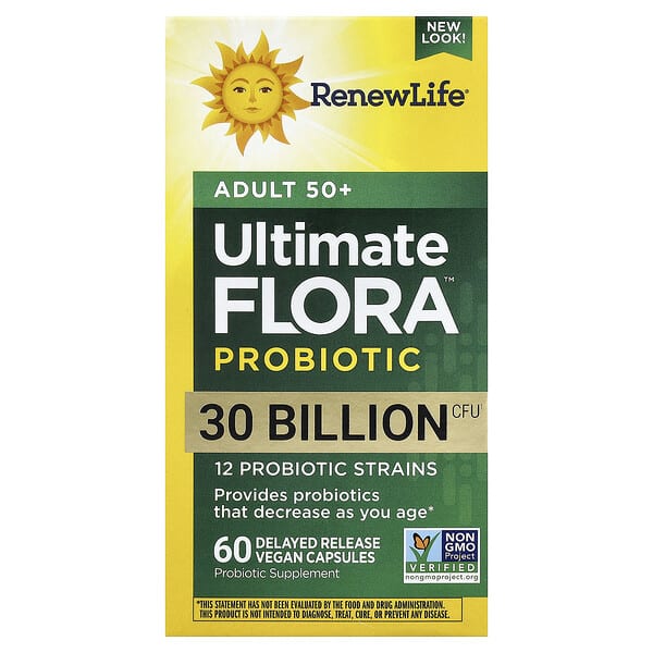 Renew Life, Ultimate Flora™ Probiotic, Adult 50+, 60 Vegan Capsules 3 Renew Life, Ultimate Flora™ Probiotic, Adult 50+, 60 Vegan Capsules