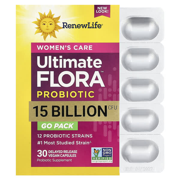 Renew Life, Women's Care, Ultimate Flora™ Probiotic, 15 Billion CFU, 30 Delayed Release Vegan Capsules