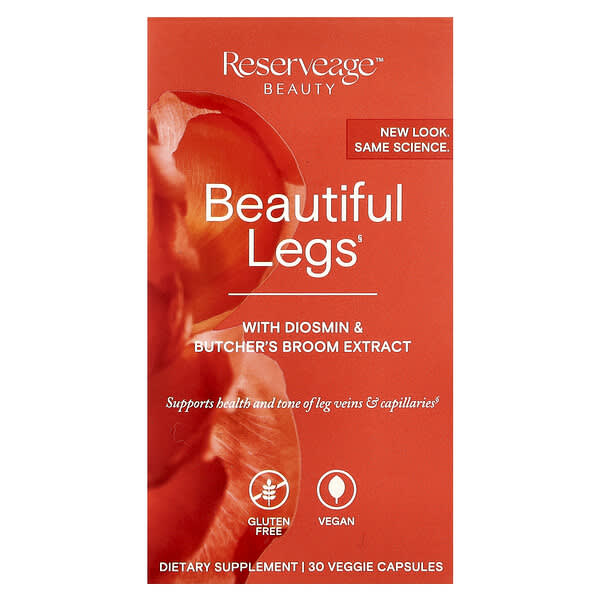 Reserveage Beauty, Beautiful Legs with Diosmin & Butcher's Broom Extract, 30 Veggie Capsules