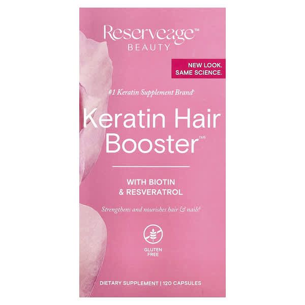 Reserveage Beauty, Keratin Hair Booster with Biotin & Resveratrol, 120 Capsules